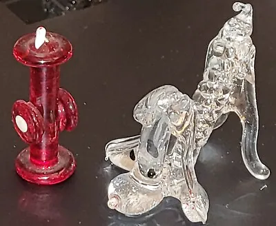 Vintage Lampwork Hound Dog Animal Art Glass Miniature Spun Glass Fire Hydrant  • $12.45