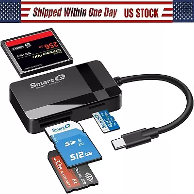 SD Card Reader 4-in-1 USB C 3.0 SD/Micro SD/MS/CF Memory Card Reader Adapter • $9.99