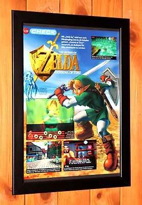 1998 The Legend Of Zelda Ocarina Of Time N64 Vintage Mini Promo Poster Ad Framed • $53.08