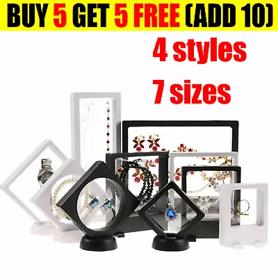 3D Floating Display Frame Picture Coins Jewelry Pendant Case Holder With Stand • £6.62