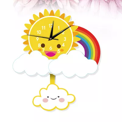 £16.39 • Buy Cartoon Sun Rainbow Decor Wall Clock Creative DIY Swing Wall Clocks For Bedroom 