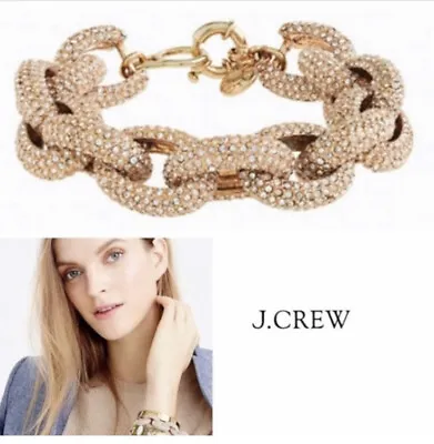 ￼ J. Crew Chain Bracelet Gold Toned Crystal Chunky Statement Evening Preppy • $25