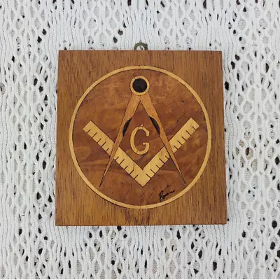 Vintage Masonic Logo Wood Inlay Inlaid Wall Hanging Art Plaque John P. Power • $36.99