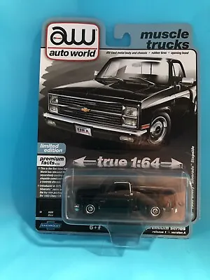 Auto World Muscle Trucks 1983 Chevy Silverado Stepside Black W Wood Slat Bed • $9.99