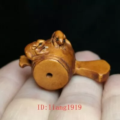 Old Japanese Boxwood Hand Carved Two Mouse Statue Netsuke Collection 1.5 Inch • £19.19