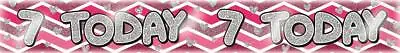 Girls Pink Holographic Happy 7th Birthday Banner Party Decoration Age 7 • £2.49