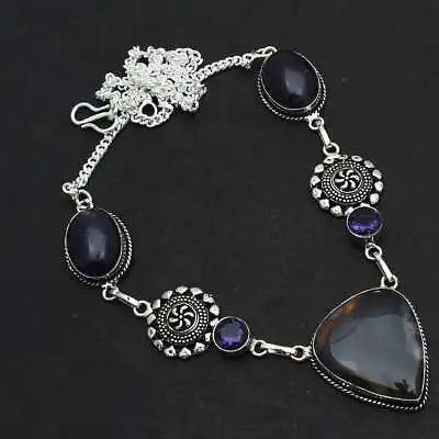 Botswana Agate Amethyst Gemstone Ethnic Handmade Necklace Jewelry 28 Gms N-1776 • $3.99