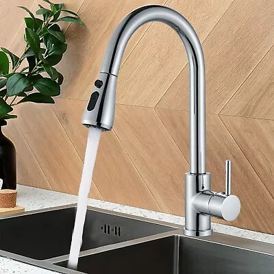 Chrome Kitchen Faucet Sink Pull Out Sprayer 360°Swivel Mixer Tap Stainless Steel • $23.89