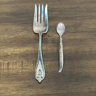 Vintage 1847 Rogers Bros Silverware Serving Fork And Small Spoon • $12