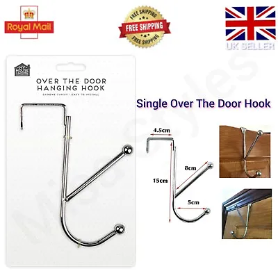 Strong Over The Door Hook Hangers Clothes Coat Rack Hooks Towel Hanger Chrome Uk • £2.99