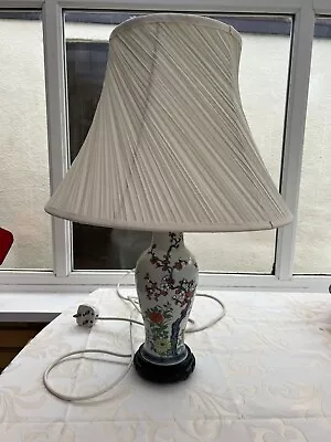 Vintage Japanese Table Lamp Floral 15  VGC (Works!) • £26.99