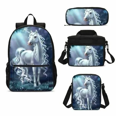 $21.99 • Buy Horse Custom Kids Unicorn 17  Backpack 9L Lunch Bag Pen Case Shoulder Bag Lot