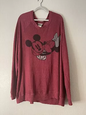 Disney Parks Mickey & Minnie Kiss Lightweight Sweater Women's  Size 3X Maroon • $24.99