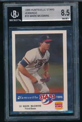 1986 Huntsville Stars Jennings #33 Mark McGwire Xrc BGS 8.5 Swsw6 • $25