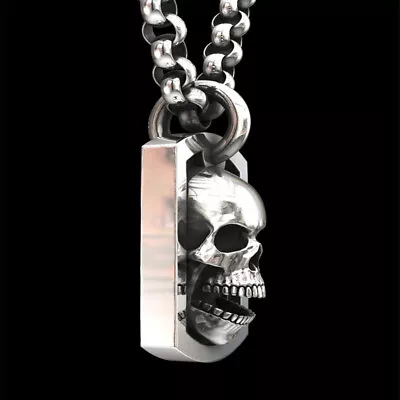 Vintage Skull Necklace Pendant 925 Silver Chain Women Men Gothic Punk Jewelry • $1.87