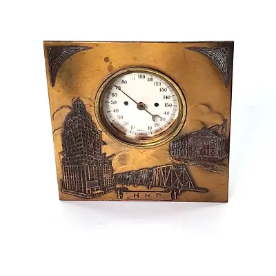 Antique Metal Arts Co. Rochester Bronze Square Mantel Desk Thermometer Works • $49.99