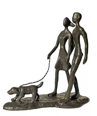 Couple And Dog Cast Iron Sculpture Romantic Couple Love Metal Art Decor Fam... • $65.97