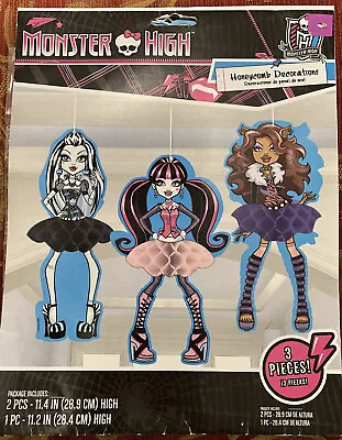 Monster High Birthday Party 3 Piece Honeycomb Hanging Decorations New • $25
