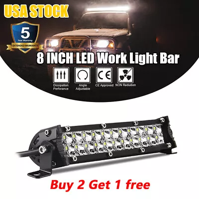 8 Inch LED Light Bar Spot Flood Combo Work Driving Off-Road SUV ATV Truck 4WD • $13.98