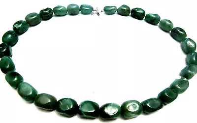 Vintage  128 Gram Green Jade  Strand Beaded Necklace 20  • $94.99