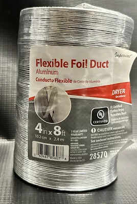 Flexible Foil Duct  Venting Silver Finish Foil 4 Inch X 8 Ft Imperial • $4.99