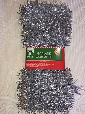 Vintage Christmas House Tinsel Garland Silver 50 Feet • $12.99