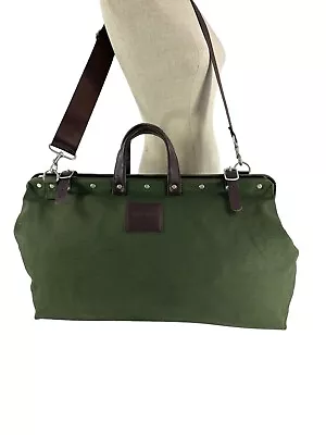 Genuine Green Canvas And Leather Trim Duffle Travel Bag Line Of Trade • $70