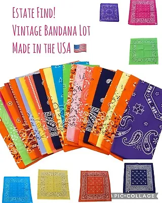 Vintage Bandana Lot Of 23  Made In USA Fast Color  Paris Wamcraft  Ex. Condition • $225