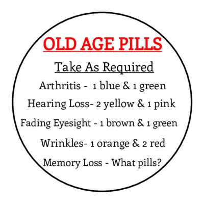 Old Age Pills Labels Sitckers Joke Birthday Novelty Joke Party 50th 60th 70th • £1.99