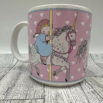 Michel & Company Mug Made In Japan Unicorn Carousel 12 Oz. Pink Hearts • $10.49