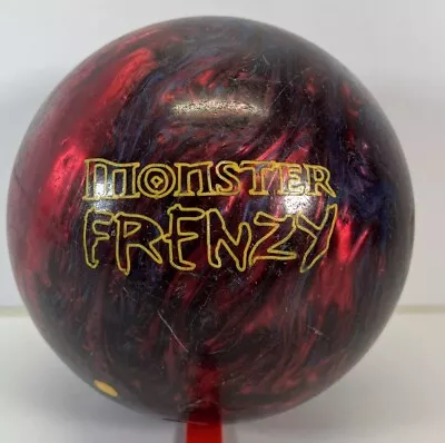 BRUNSWICK MONSTER FRENZY PURPLE Red Pearl Swirl Bowling Ball RARE 14 Lbs 8 Oz • $29.99