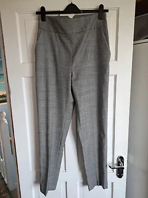 SOMERSET BY ALICE TEMPERLEY Grey White Checked Wool Blend Trousers Size 12 • £24.99