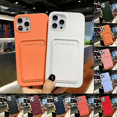 $2.63 • Buy For IPhone 12 Pro Max 11 XS XR 8 7 Case Silicone Wallet Card Holder Slim Cover