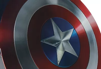 Captain America Shield Canvas Wall Art Wood Framed Ready To Hang XXL • £20