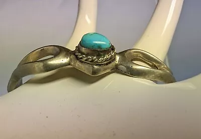 VTG Sterling Silver Turquoise Sand Cast Cuff Bracelet Small Or Childs • £85.63