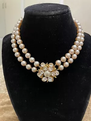 VTG Signed Miriam Haskell Double Strand Faux Pearl Necklace • $99.99