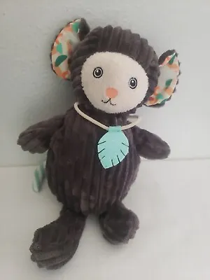 Les Deglingos Marmoset Monkey Plush Stuffed Animal Grey Orange Blue Leaf • $32.78