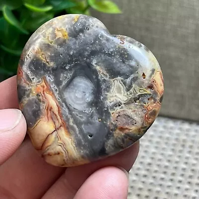 Rare MEXICAN CRAZY LACE Agate Crystal Heart Reiki Minerals Gemstone  24g A5900 • $0.50