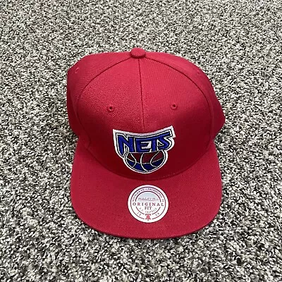 Mitchell & Ness NBA Brooklyn Nets Retro Logo HWC Red Snapback Hat Cap $32 • $22.99
