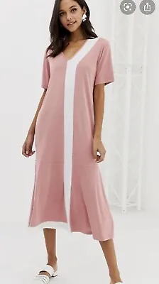 Native Youth Dress Size 10 12 14 Relaxed Oversized Maxi T Shirt Dress Pink HC84 • £12.99