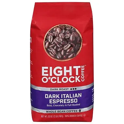 Eight O'Clock Dark Italian Espresso Dark Roast Whole Bean Coffee Bag 32 Oz • $14.54