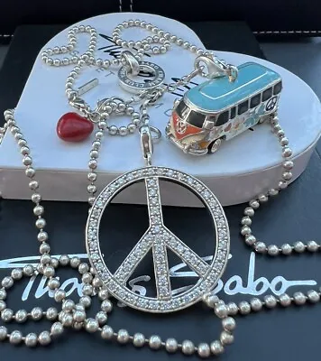 Massive Thomas Sabo Kugel Kette &3er Carrier & VW Bus& Riesen Peace Charm & Herz • $546.27