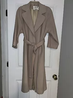 Vintage Fleurette Women 100 Percent Cashmere Lined Long Trench Coat  Tan Size 4 • $122