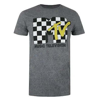 Official MTV Check Logo T-shirt Grey Mens Sizes S - XXL • £10.49