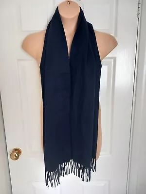 £19.99 • Buy Eric Bompard Navy Pure Cashmere Scarf Fringed
