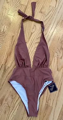 Zaful Swimsuit Size M Mauve One Piece. New With Tags! Plunge Neck • $17