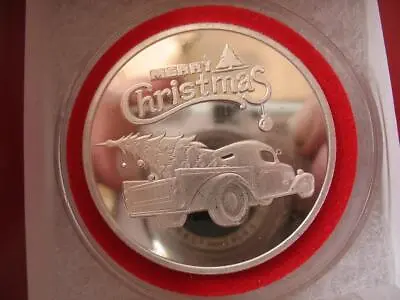 1-oz  2023 Merry Christmas Old Pickup With Tree Ornament .999  Silver Coin+gold • $74.95