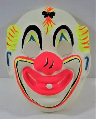 Vintage Colorful Clown Plastic Halloween Mask • $24.99