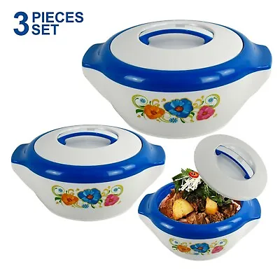 £43.99 • Buy 3Pcs Large Hot Pot Pan Food Warmer Set Insulated Thermal Casserole Serving Dish
