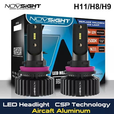 NOVSIGHT 2X H11/H8/H9 50W 10000LM LED Headlight Bulbs CSP 6500K High Power HID • $11.99